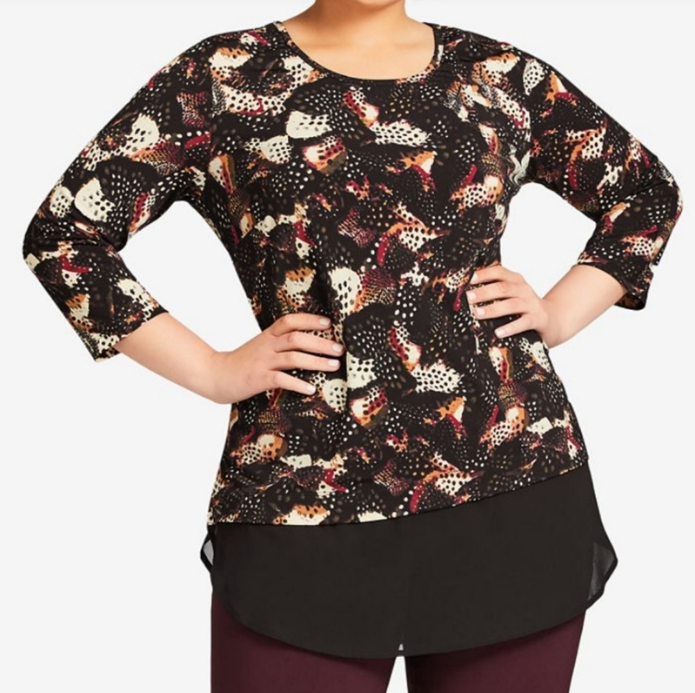 🏷️AVENUE Eden Tunic in Horsefeather Print Size 5X